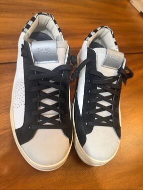 P448 Women’s Black & White Low-Top Suede Leather Sneaker Size 39
